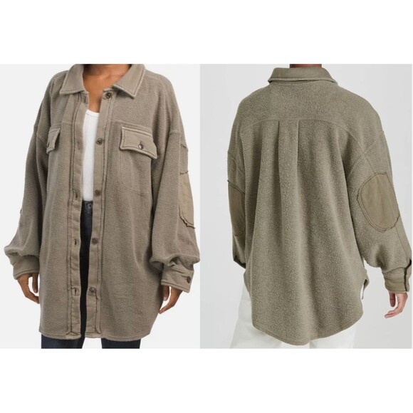 Free People Oversized Ruby Jacket Shacket Womens Small Boyfriend Gray Boho Beach - Picture 4 of 16